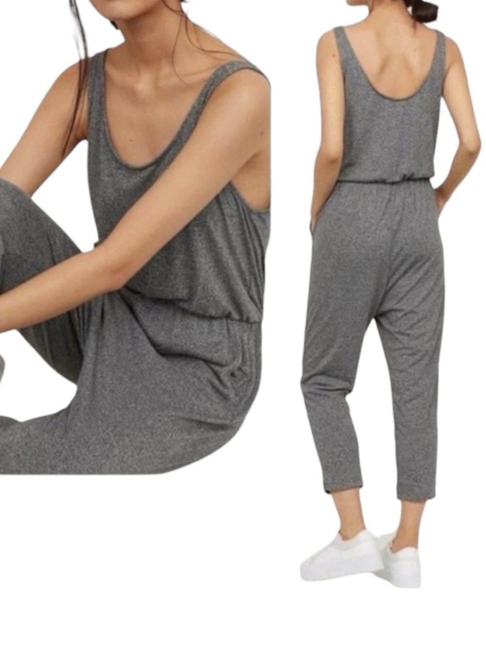 H&M Divided Gray Sleeveless Scoop-Neck Jumper Size M